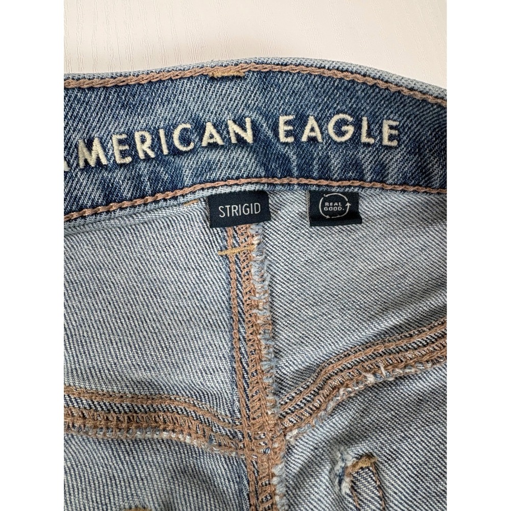 American Eagle Ex-Boyfriend Strigid Light Wash Relaxed Straight Jeans Womens 4R - Picture 5 of 16